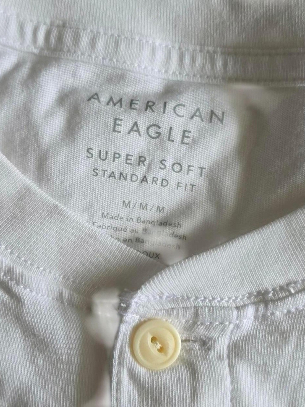 American Eagle Outfitters White Long Sleeve Henley